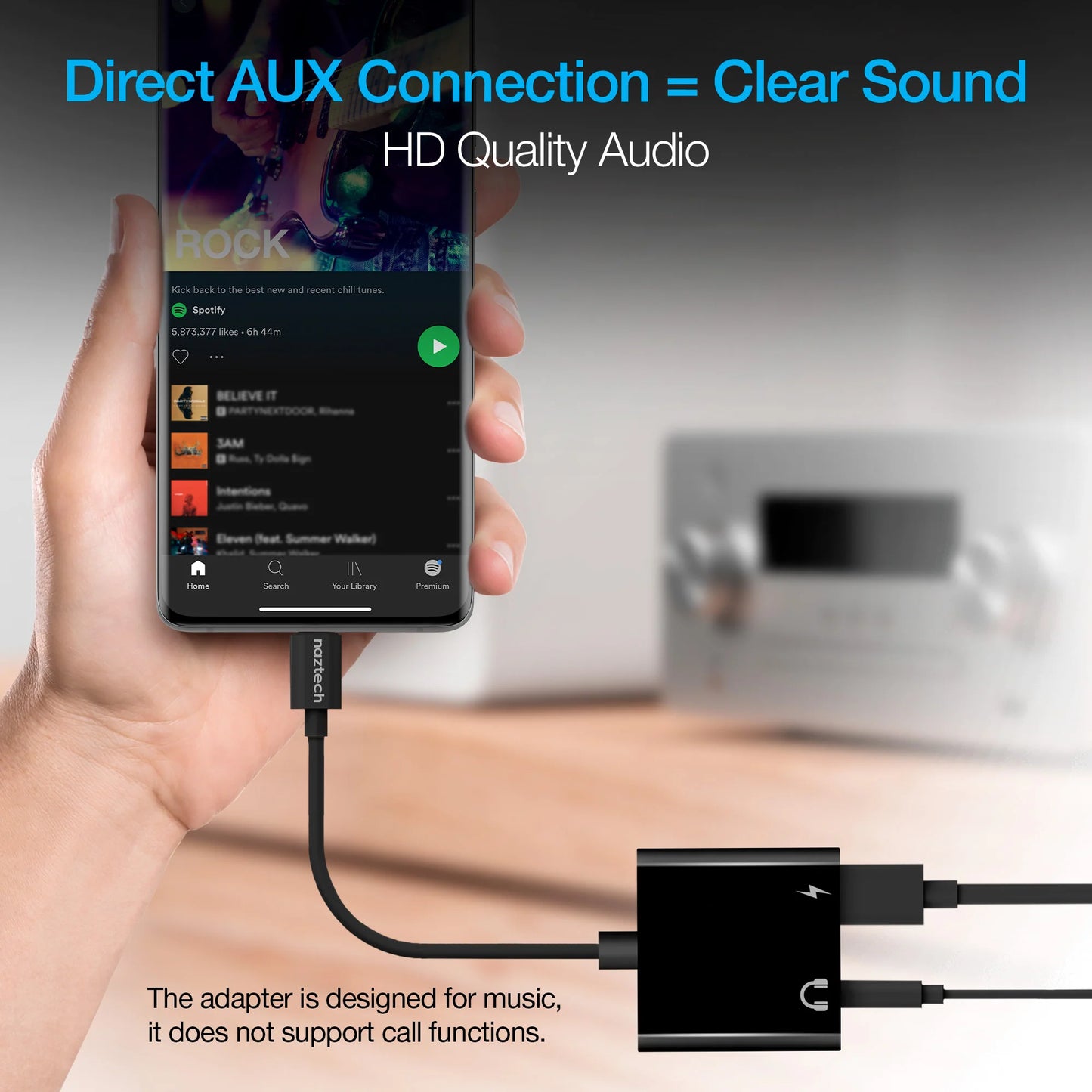Naztech USB-C and 3.5Mm Audio + Charge Adapter