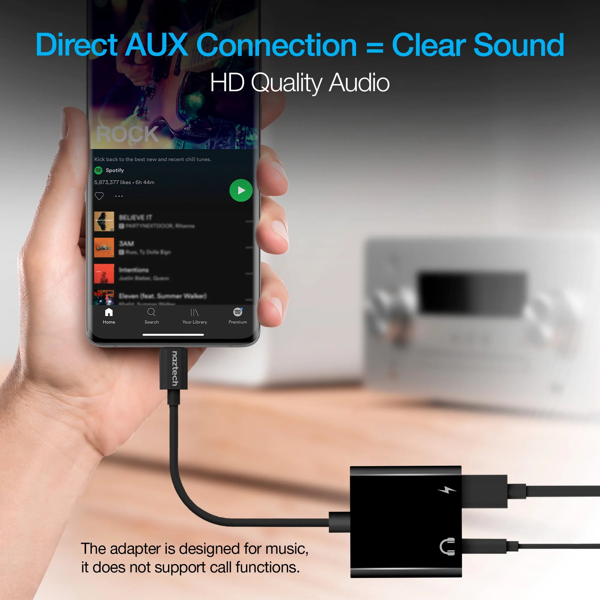 Naztech USB-C and 3.5Mm Audio + Charge Adapter